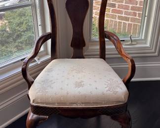 Drexel Heritage Queen-Anne Style Dining Arm Chair with Cabriole Leg & Hoof Foot - 2 Available. Photo 1 of 4. 