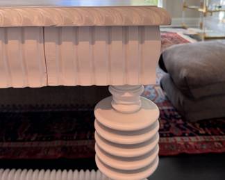 Noir Solid Mahogany Hand-Carved Portuguese Writing Desk in White Finish. Measures 72" W x 32" D x 32" H. Photo 2 of 6. 