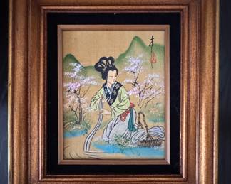 Framed Chinese Oil on Canvas. Photo 1 of 2. 