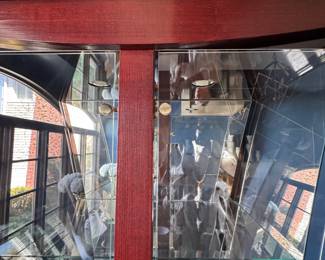 Modern Mid-Century Curio Cabinet with Interior Lighting. Measures 40" x 21" W x 81" H. Photo 3 of 4.