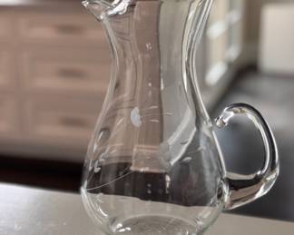 Etched Glass Pitcher. 