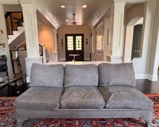 Dual Fabric-Upholstered L-Shape, Down-Filled Sectional Sofa. Measures 116" W x 116" W. Works Equally Well As Two Independent Sofas. Photo 6 of 8. 