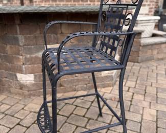 Set of 4 Wrought Iron Outdoor Bar Stools. Photo 2 of 2. 