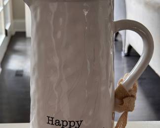 Mud Pies "Happy Everything" Glazed  Ceramic Pitcher. 