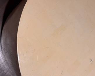 Mid-Century Rossi "Articulated Bone" Side Table with Brass Banding. Measures 21" D x 21" H. Photo 2 of 4.