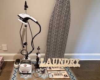 Laundry Supplies Including Steamer & Ironing Board. 