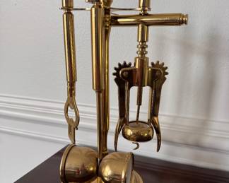 Brass Hollywood Regency Cocktail Bar Tool Set. 