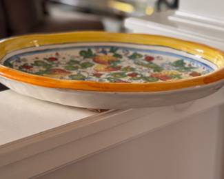 Hand-Painted Ceramic Frutta Mista Platter with Metal Handles. Photo 2 of 3.
