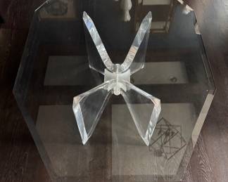 Lucite "Butterfly" Base Coffee Table with Glass Top. Measures 54" X 36" X 17" H.  Photo 3 of 4.  