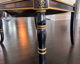 Drexel Heritage Chinoiserie Black Lacquer / Hollywood Regency Arm Chairs. Each Measures 24" W x 24" D with 19" Seat Height. Photo 6 of 6. 