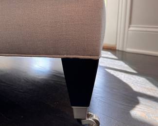 Pair of English Roll Arm Club Chairs Upholstered in Vertical "Racing Stripe" Fabric. The Sydney Chair by Barclay Butera for Lexington Home. Down Filled Cushions. Each Measures 32" W x 40" D. Photo 4 of 4.