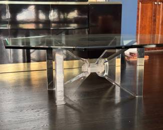 Lucite "Butterfly" Base Coffee Table with Glass Top. Measures 54" X 36" X 17" H.  Photo 1 of 4.  