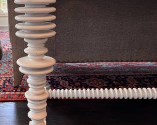 Noir Solid Mahogany Hand-Carved Portuguese Writing Desk in White Finish. Measures 72" W x 32" D x 32" H. Photo 4 of 6. 