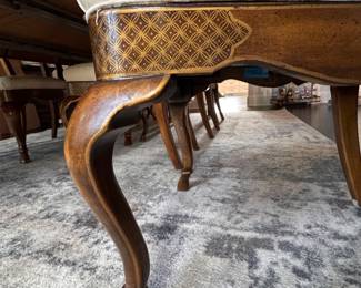 Set of 8 Drexel Heritage Queen-Anne Style Dining Arm Chair with Cabriole Leg & Hoof Foot. Each Measures 19" W x 20" D with 20" Seat Height. Photo 4 of 5. 