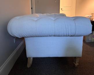 Linen Upholstered Tufted Chesterfield Loveseat. Measures 65" W x 36" D. Photo 2 of 3.