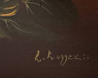 Floral Still Life Signed By Artist, L. Ruggeri. Measures Approximately 24" x 36" Overall. Photo 2 of 2.