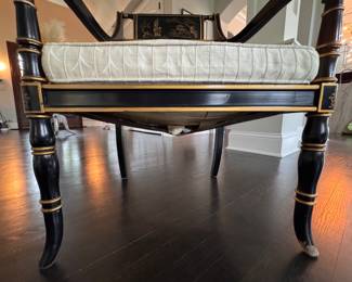 Drexel Heritage Chinoiserie Black Lacquer / Hollywood Regency Arm Chairs. Each Measures 24" W x 24" D with 19" Seat Height. Photo 4 of 6. 