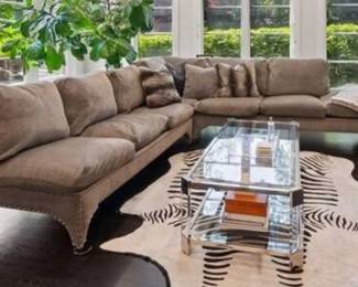 Dual Fabric-Upholstered L-Shape, Down-Filled Sectional Sofa. Measures 116" W x 116" W. Photo 1 of 4. 