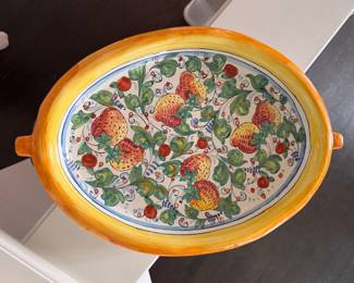 Hand-Painted Ceramic Frutta Mista Platter with Metal Handles. Photo 1 of 3. 