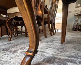 Set of 8 Drexel Heritage Queen-Anne Style Dining Arm Chair with Cabriole Leg & Hoof Foot. Each Measures 19" W x 20" D with 20" Seat Height. Photo 5 of 5. 