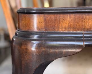 Drexel Heritage "Connoisseur Dining Table. Pictured with Set of 10 Drexel Heritage Fiddleback Dining Chairs. Table Measures 76" L x 40" D with 3 15.5" Leaves; 29" H with 26" Clearance. Photo 4 of 9. 