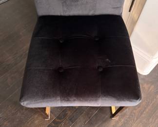 Velvet Upholstered Dining Chair with Polished Brass Frame - 4 Available. Each Measures 16" W x 20" D with  25" Seat Height. Photo 2 of 4. 
