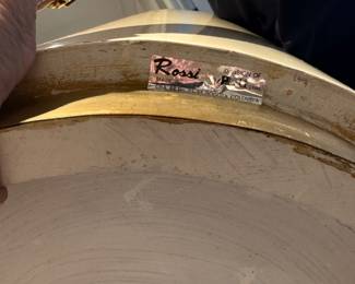 Mid-Century Rossi "Articulated Bone" Side Table with Brass Banding. Measures 21" D x 21" H. Photo 4 of 4.