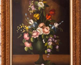 Floral Still Life Signed By Artist. Measures Approximately 24" x 36" Overall. Photo 1 of 2. 
