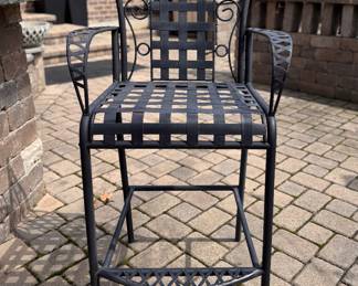Set of 4 Wrought Iron Outdoor Bar Stools. Photo 1 of 2. 