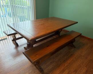 Trestle table benches chairs