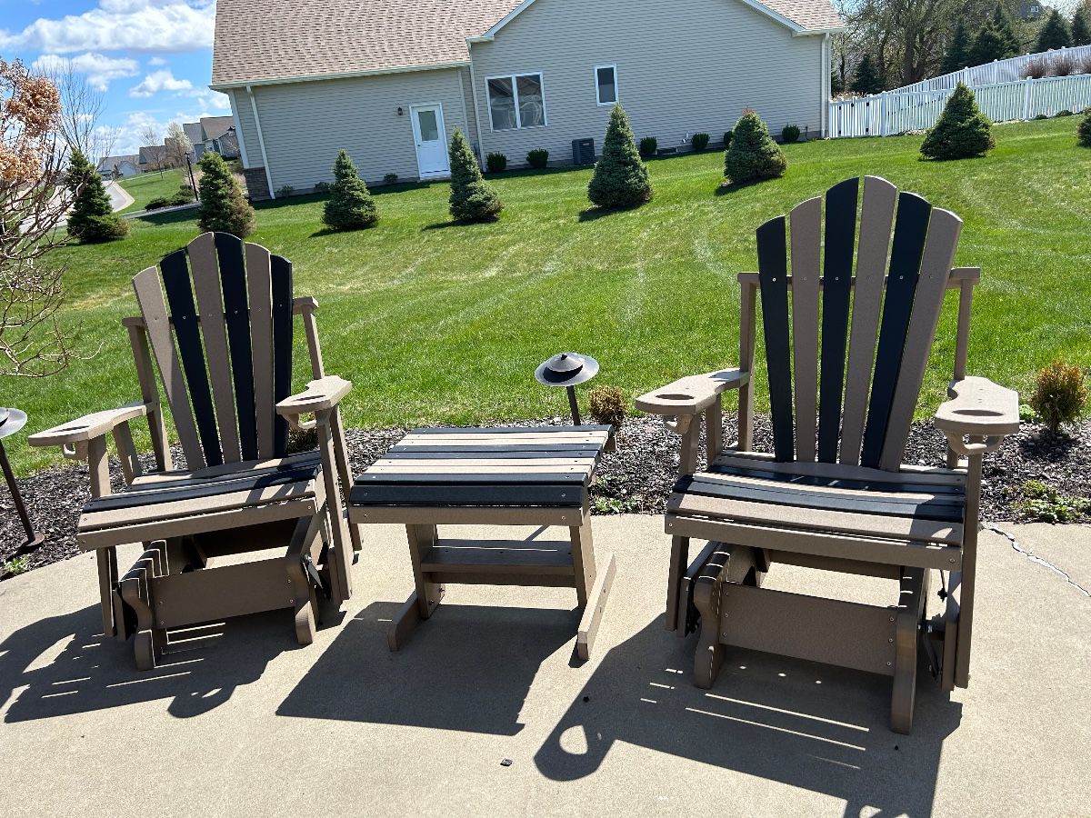 Amish-Made Poly Wood Adirondack Glider Chair Set