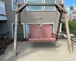 Amish-made poly Adirondack porch swing