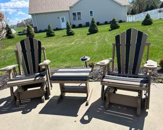 Amish-Made Poly Wood Adirondack Glider Chair Set