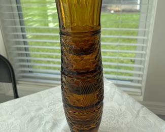 Set of 4 Koi Fish Drinking Amber Glass Stackable Tumbler Glasses Tiki