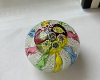 Murano millefiori latticino art glass paperweight