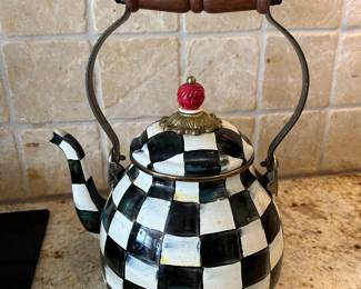 MacKenzie-Childs Courtly Check enamel tea kettle