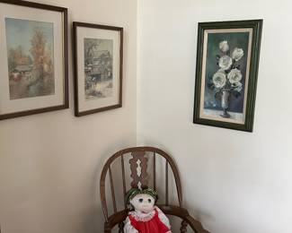 Framed artwork, captains chair