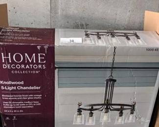 Knollwood 30 in. 5-Light Blackened Bronze Industrial Round Chandelier