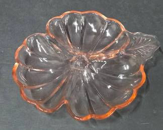 Clear Glass Leaf-Shaped Dish, 7" Long