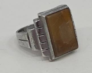 Sterling Ring with Brown Stone Size 10 