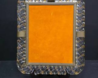 Murano Art Glass and Brass Photo Frame