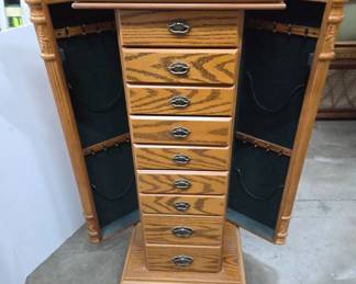 Wooden Jewelry Armoire With Side Doors
