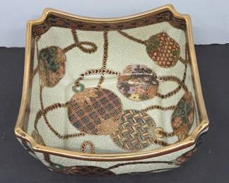 Square Porcelain Bowl With Decorative Motifs