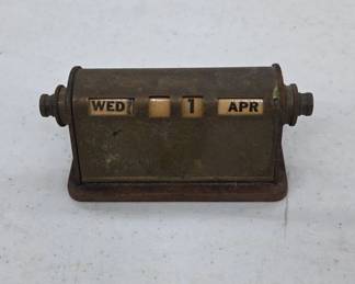 Brass Desk Calendar with Rotating Dials