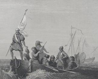 Landing of Columbus Engraving
