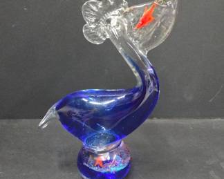 Murano Style Glass Pelican Sculpture