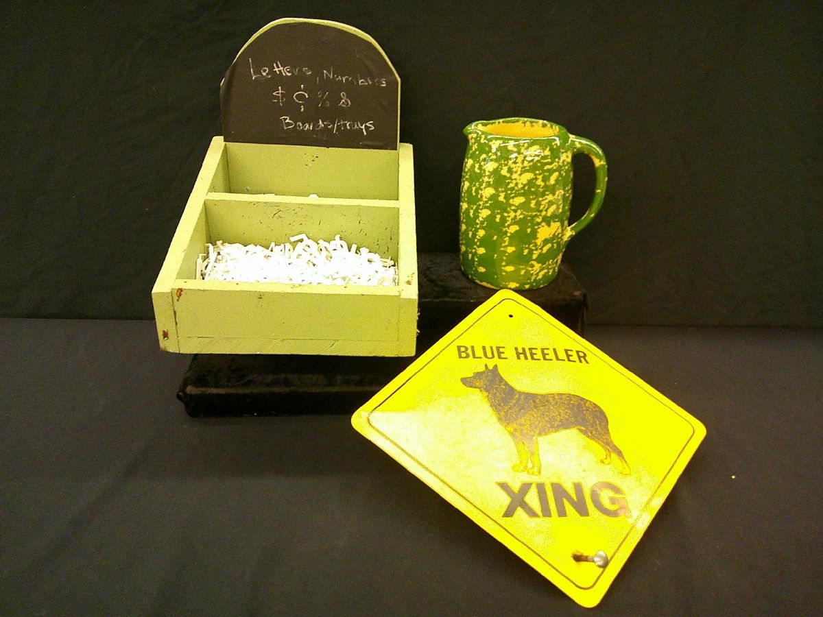 Metal Sign       Pottery pitcher