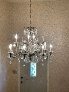 Brass with prisms chandelier