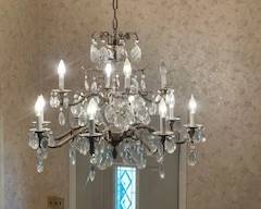 Brass with prisms chandelier