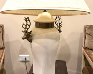Table Lamp w/Reindeer Motifs 